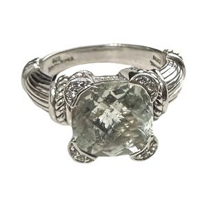 Judith Ripka Silver Ring with Green Amethyst!